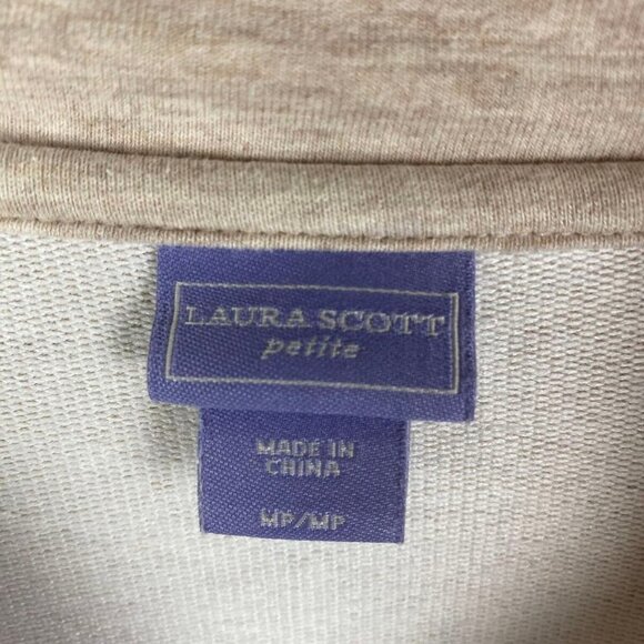 Laura Scott Women's Petite Medium Tan White Floral Full Zip Track‎ Jacket - Picture 3 of 8